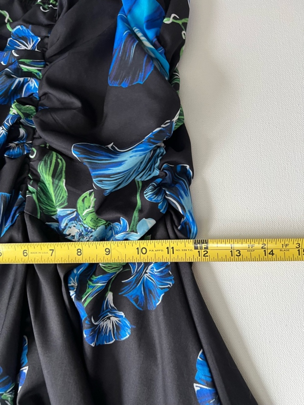 Women’s Black Floral Dress with Blue Morning Glory Print - L - Picture 5 of 9